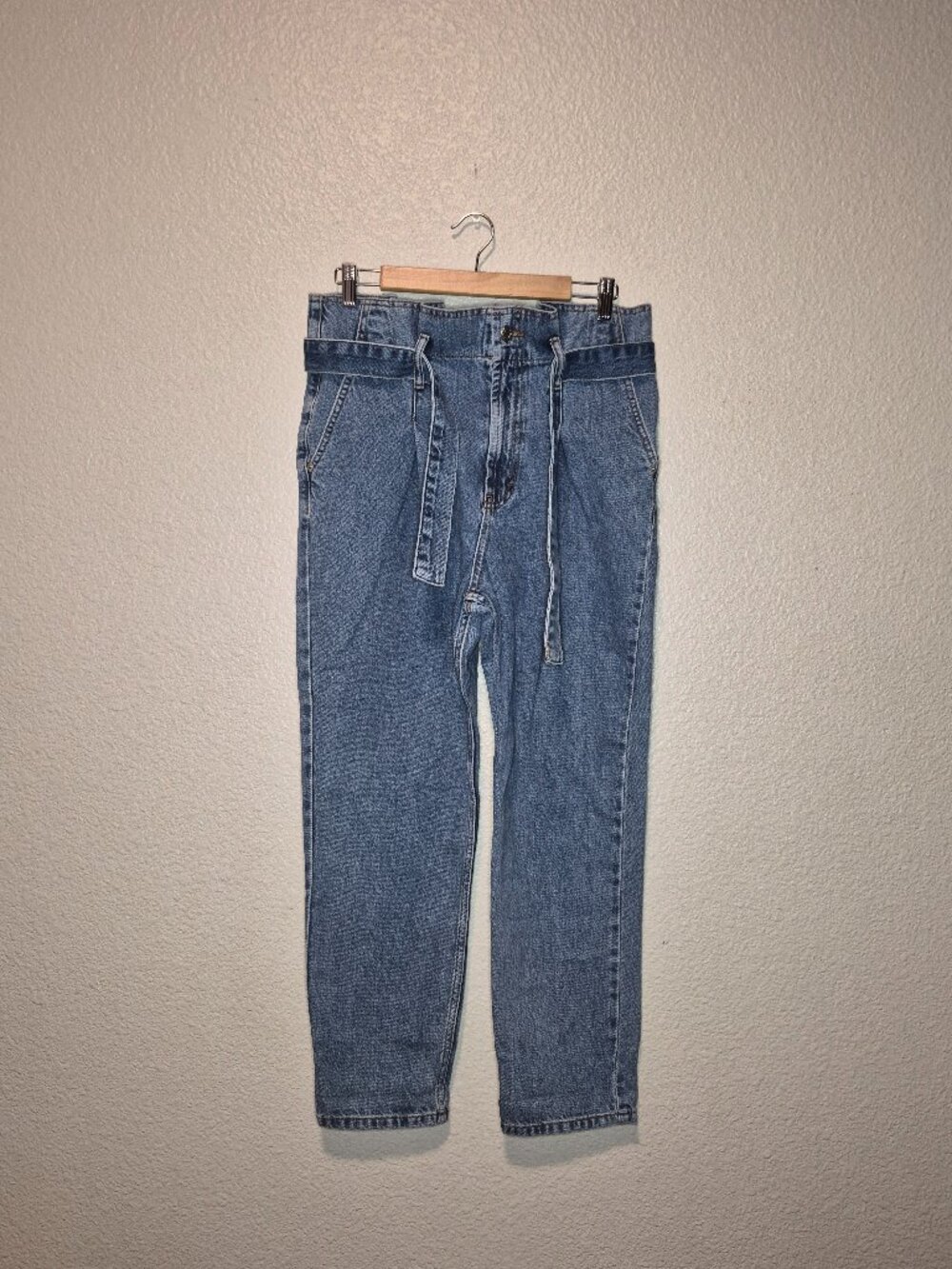 Topshop Women's Mom Jeans Blue Medium Wash Denim High Rise 30W X 30L Regular Fit